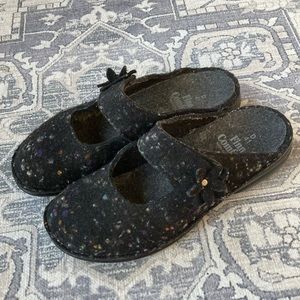 EUC Finn Comfort Arlberg Wool Mules 41D Navy slip on Wool Mary Jane B013